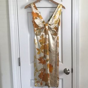 Satin Reformation Floral Cut Out Midi Dress